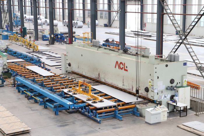 Metal fabrication machinery inside a production hall